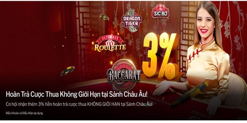 Hoàn trả 3% K huyến mãi 188BET hấp dẫn khi đặt cược giờ vàng