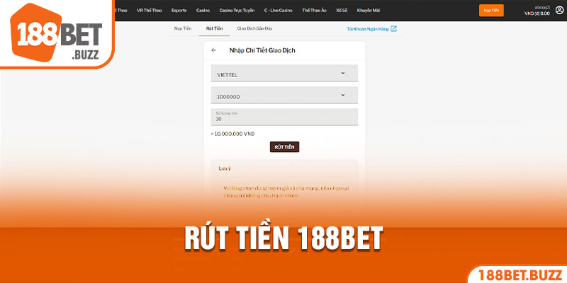 Rút tiền 188BET Dễ Dàng, Chi Tiết Và Dễ Hiểu